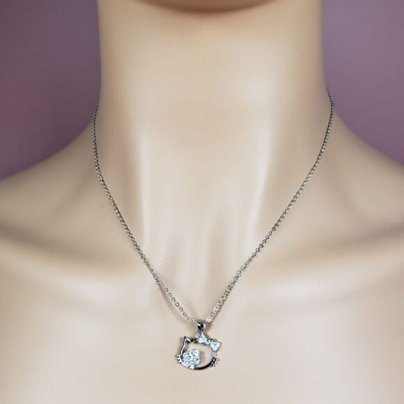Brand New Silver Rhinestone Hello Kitty Necklace - Picture 5 of 7